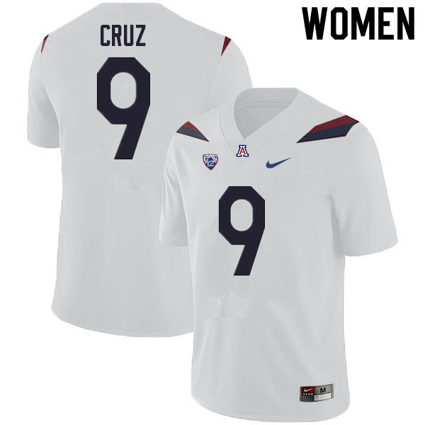 Women #9 Gunner Cruz Arizona Wildcats College Football Jerseys Sale-White